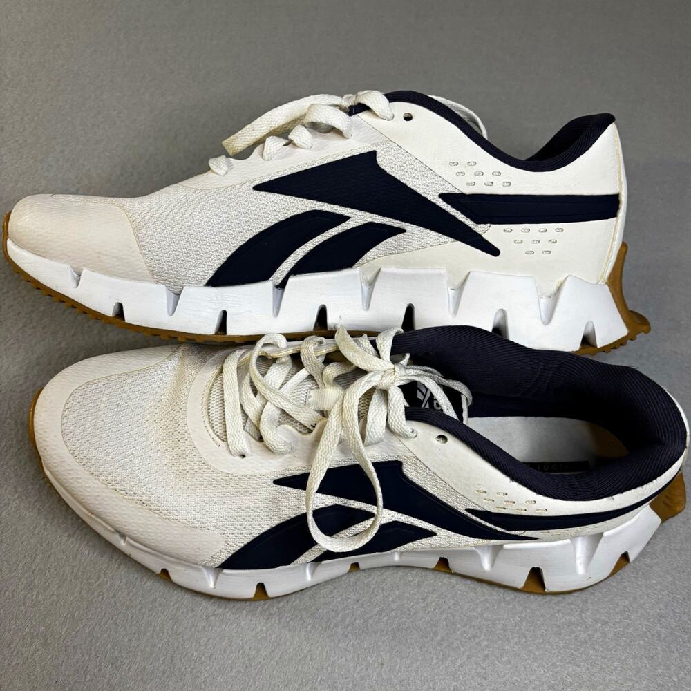 Reebok Zig Dynamica 2.0 CL Men's Low Top Lace Up Sneakers White/Navy Size 10